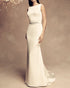 Simple 2018 Satin Mermaid Wedding Dresses with Belt Beaded Backless Wedding Gowns with Beadings